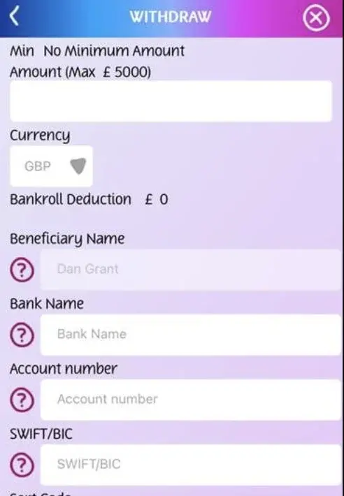 withdrawal methods at PlayOJO