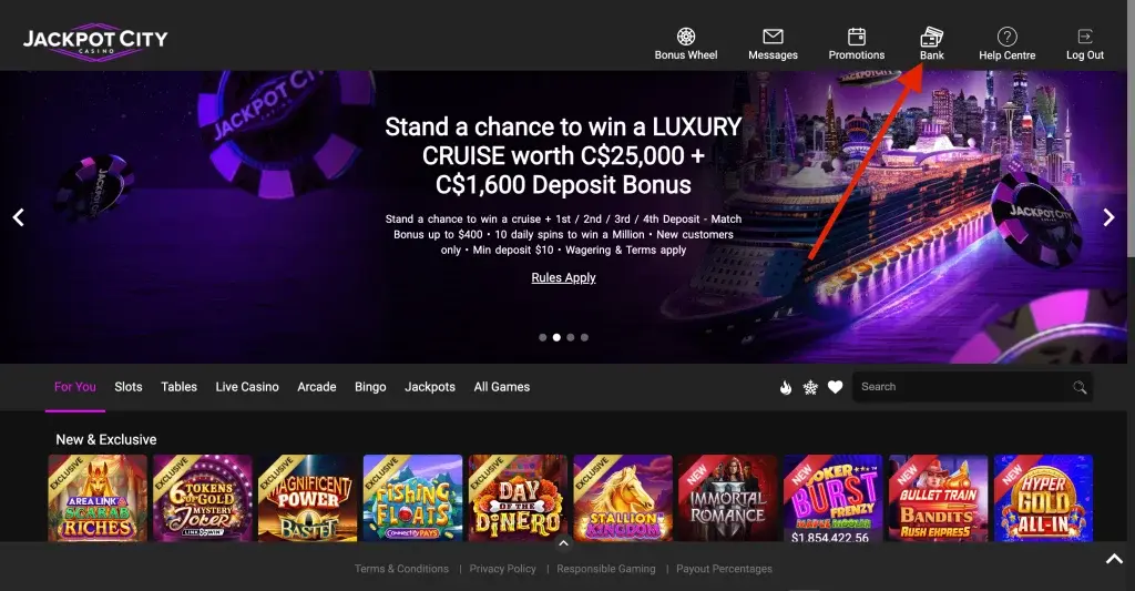 Deposit in casino