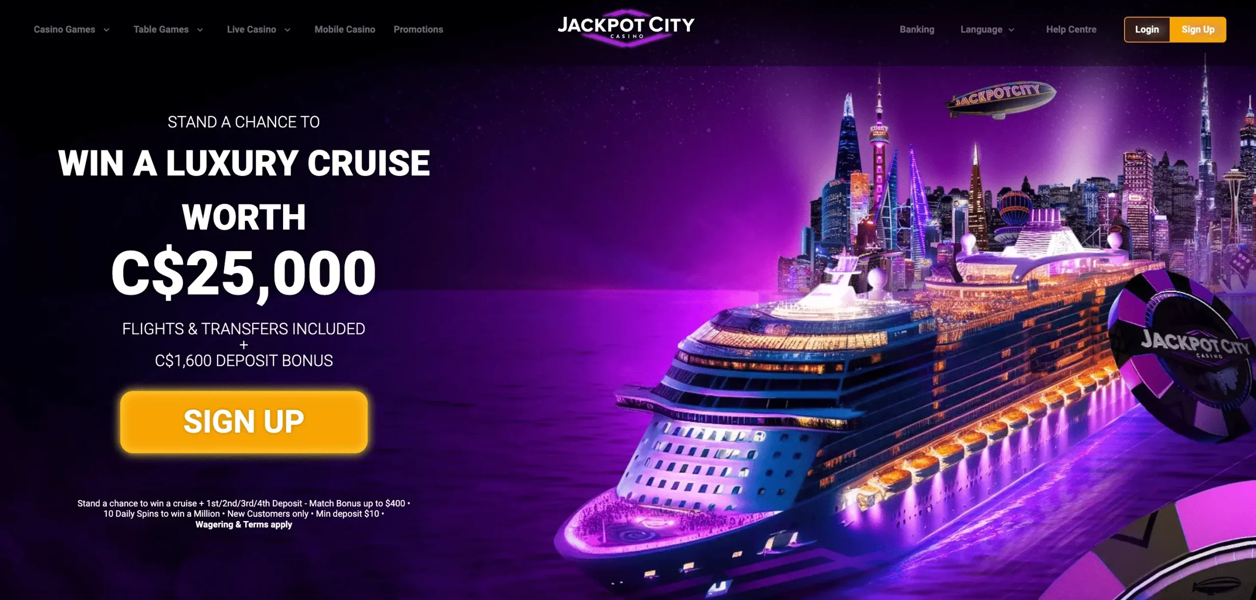 Jackpot City Live Casino Main Page