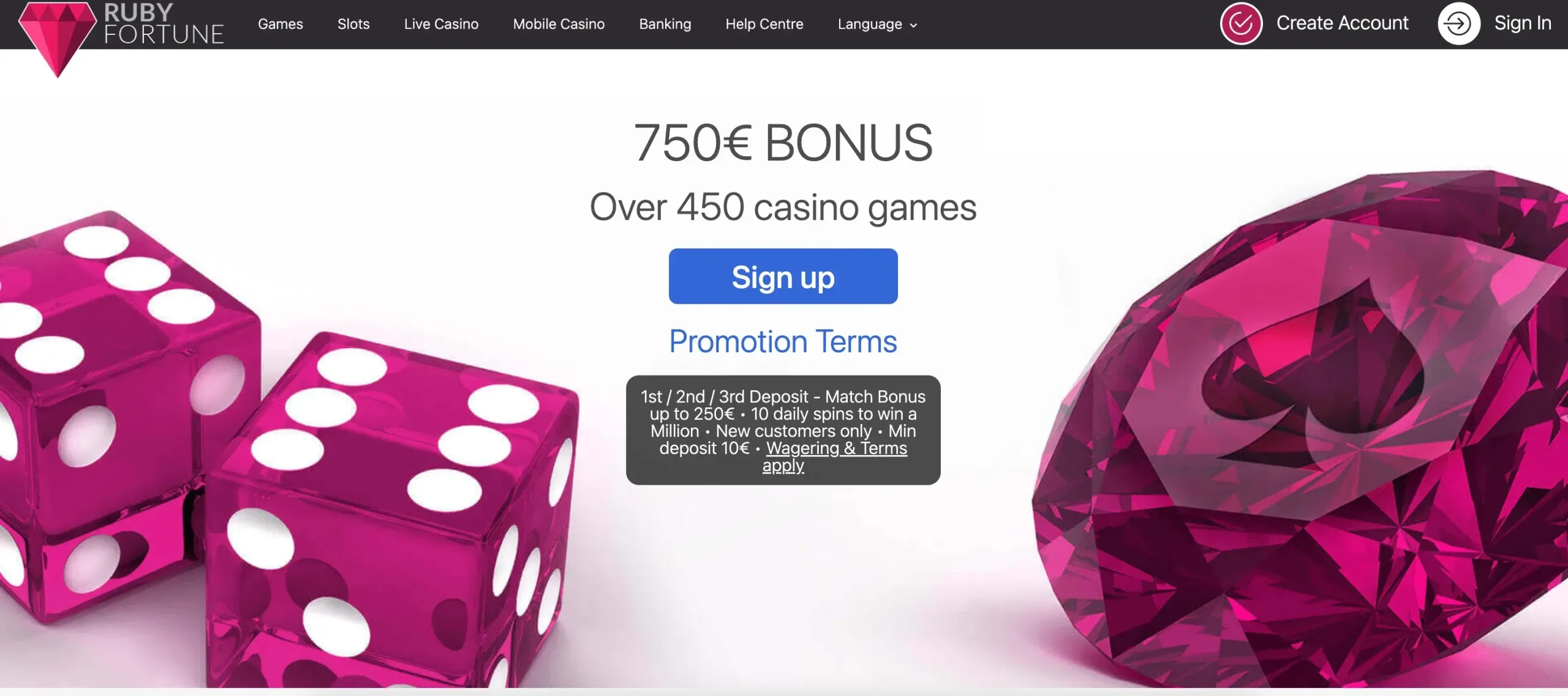 Ruby Fortune Live Casino Main Page