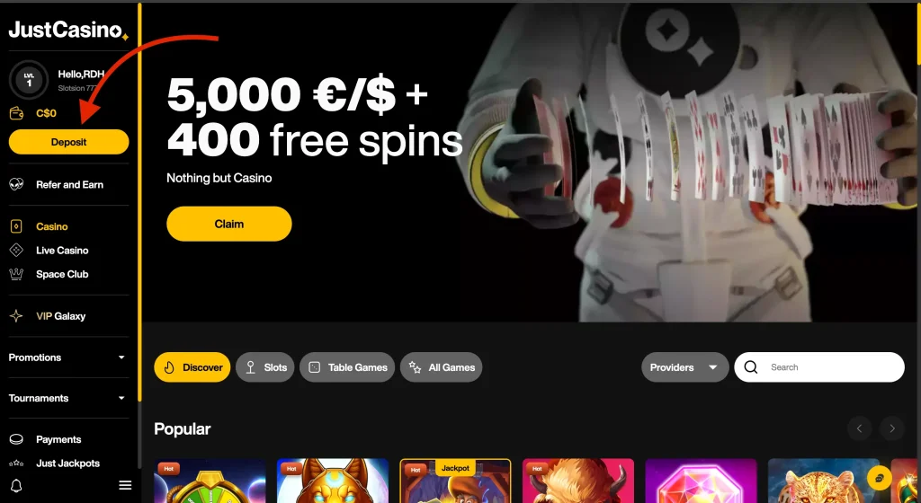 Deposit at Mastercard casino