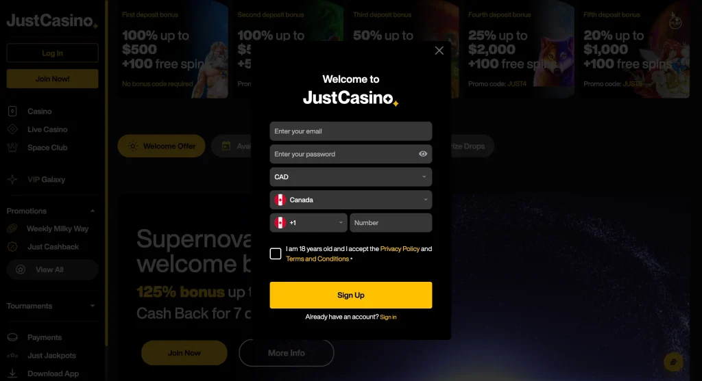 Register at Mastercard casino