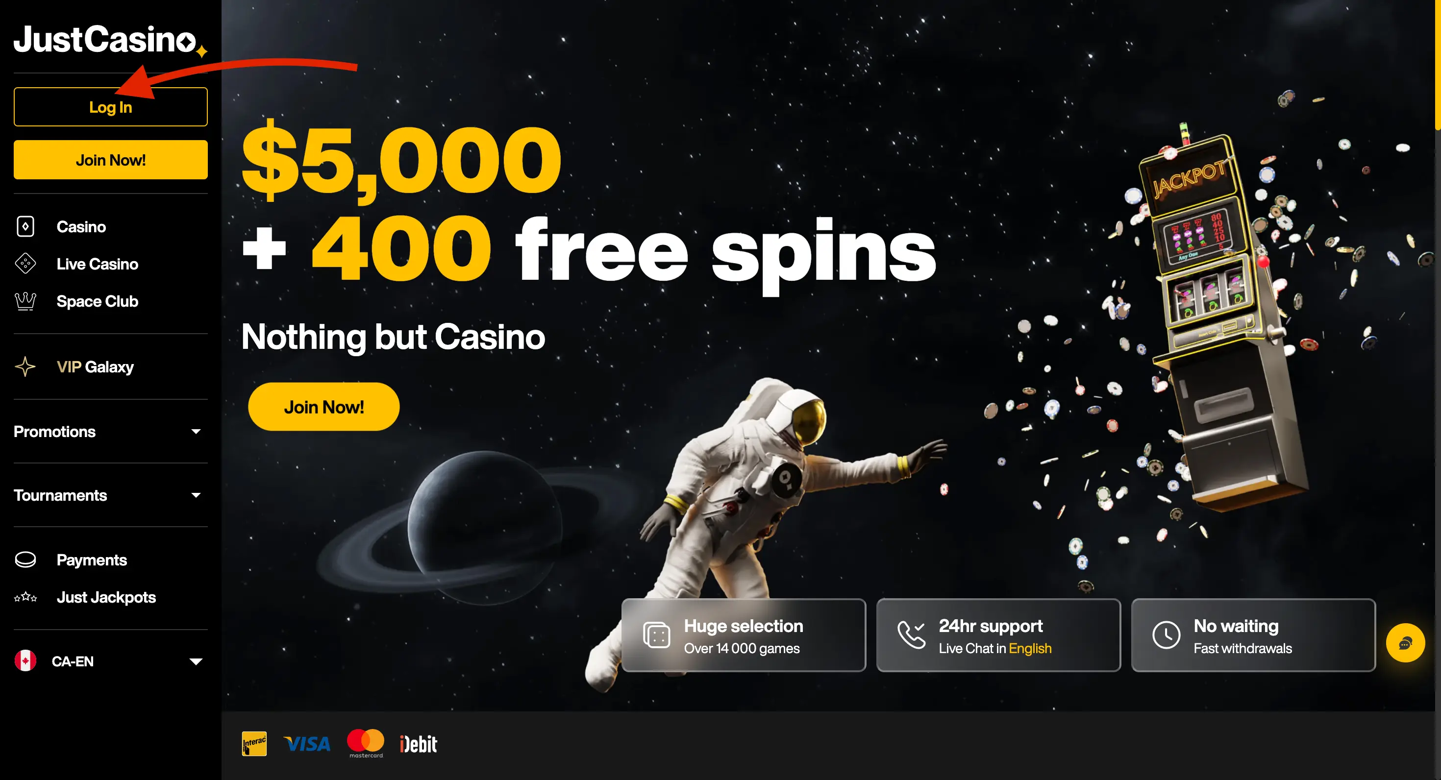 login at Just Casino